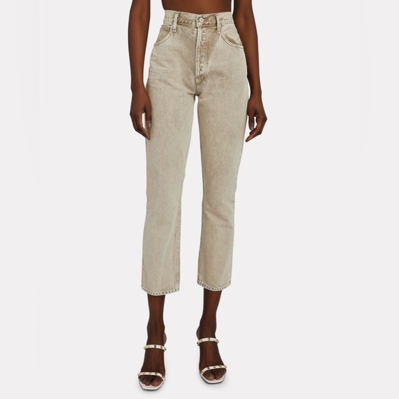 CITIZENS OF HUMANITY Jolene High-Rise Straight Cropped Jeans Ponytail - Picture 2 of 13